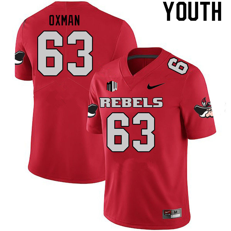Youth #63 Davod Oxman UNLV Rebels College Football Jerseys Sale-Scarlet - Click Image to Close